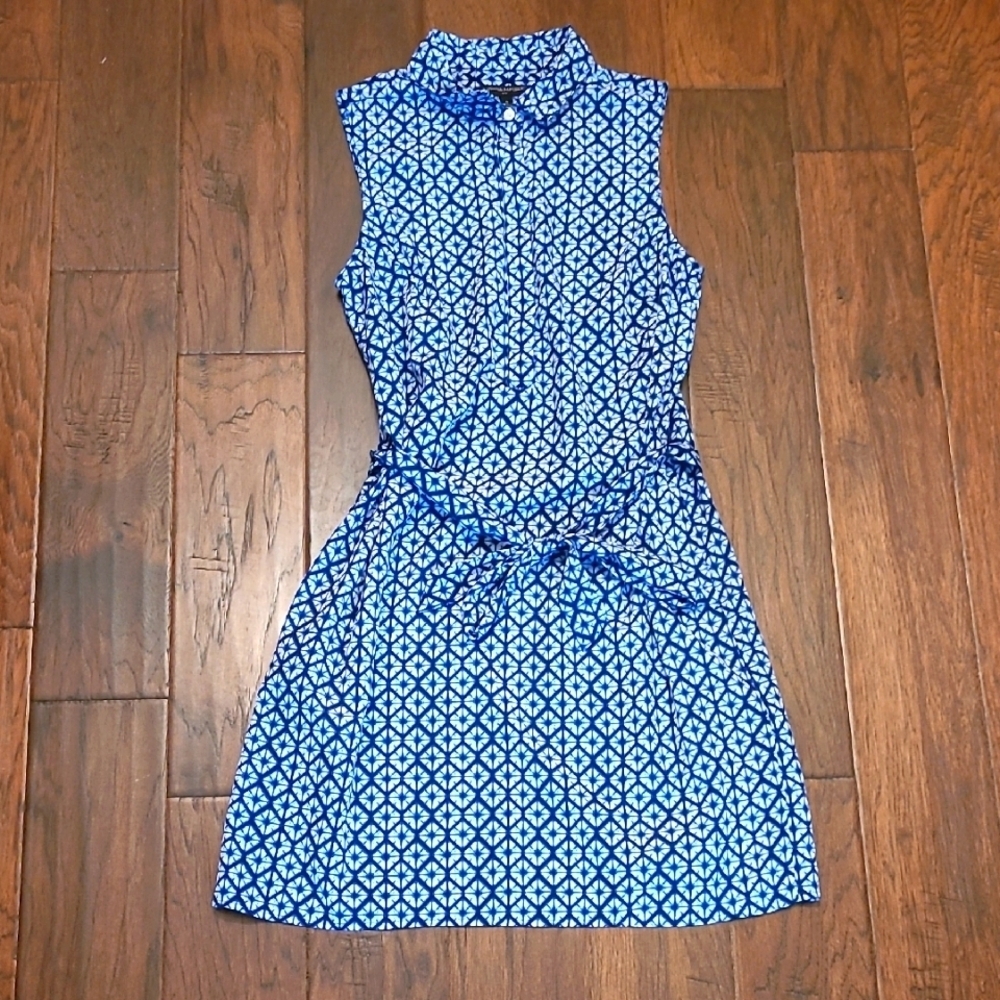 Banana Republic women's blue sleeveless dress with a geometric pattern size 8